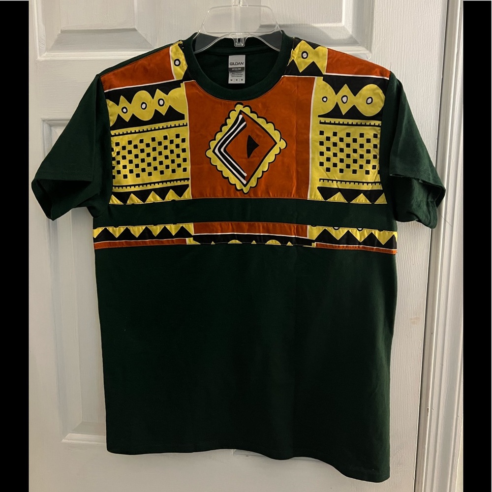 T-shirt accented with Afrocentric fabric